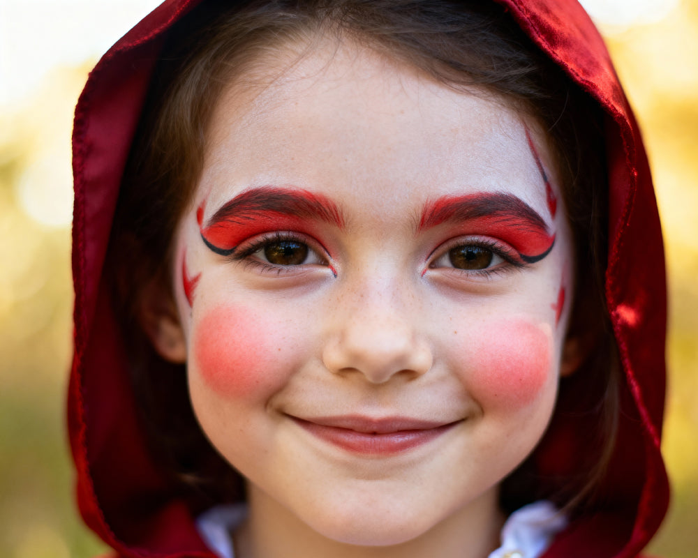 Rode schmink gebruikt voor roodkapje schmink