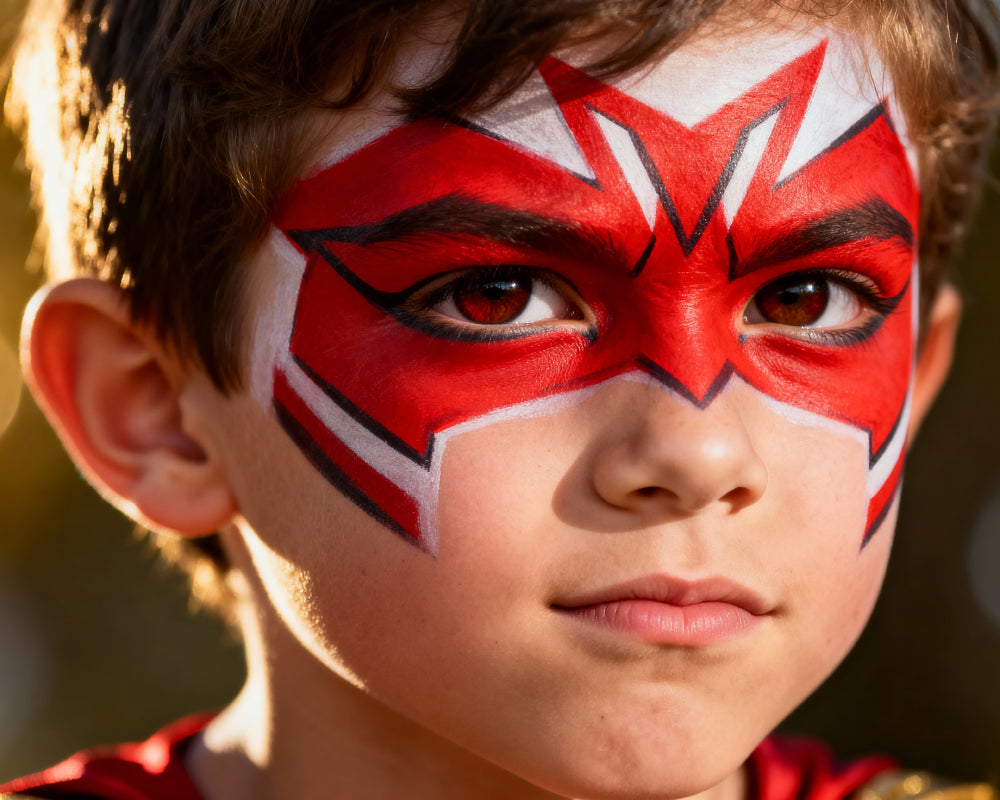 Rode schmink voor fantasierijk gezicht