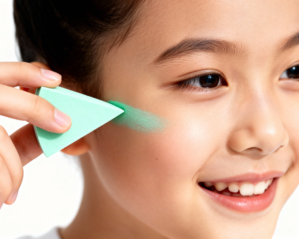 Schmink sponsje driehoek voor strakke lijnen bij facepaint