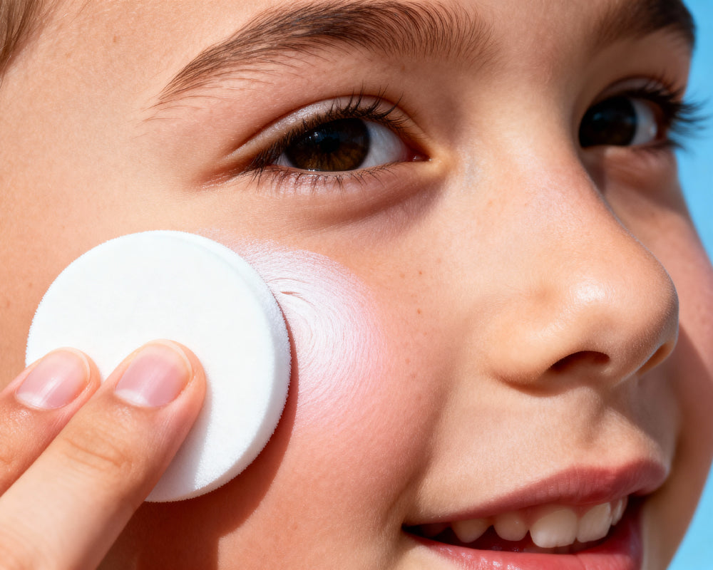 Egale basiskleur aangebracht met schmink spons rond