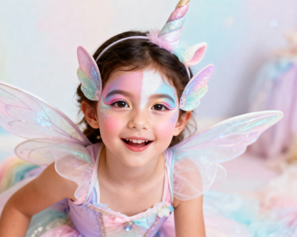 Pastel vlinder schmink met splitcake schmink